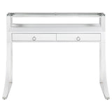 Writing Desk - Gemma 2-drawer Writing Desk Glossy White and Chrome