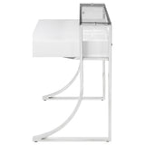 Writing Desk - Gemma 2-drawer Writing Desk Glossy White and Chrome