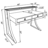 Writing Desk - Gemma 2-drawer Writing Desk Glossy White and Chrome