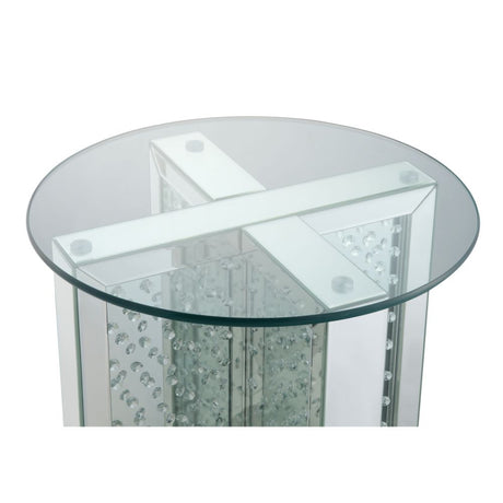 Acme - Nysa End Table 80217 Mirrored & Faux Crystals