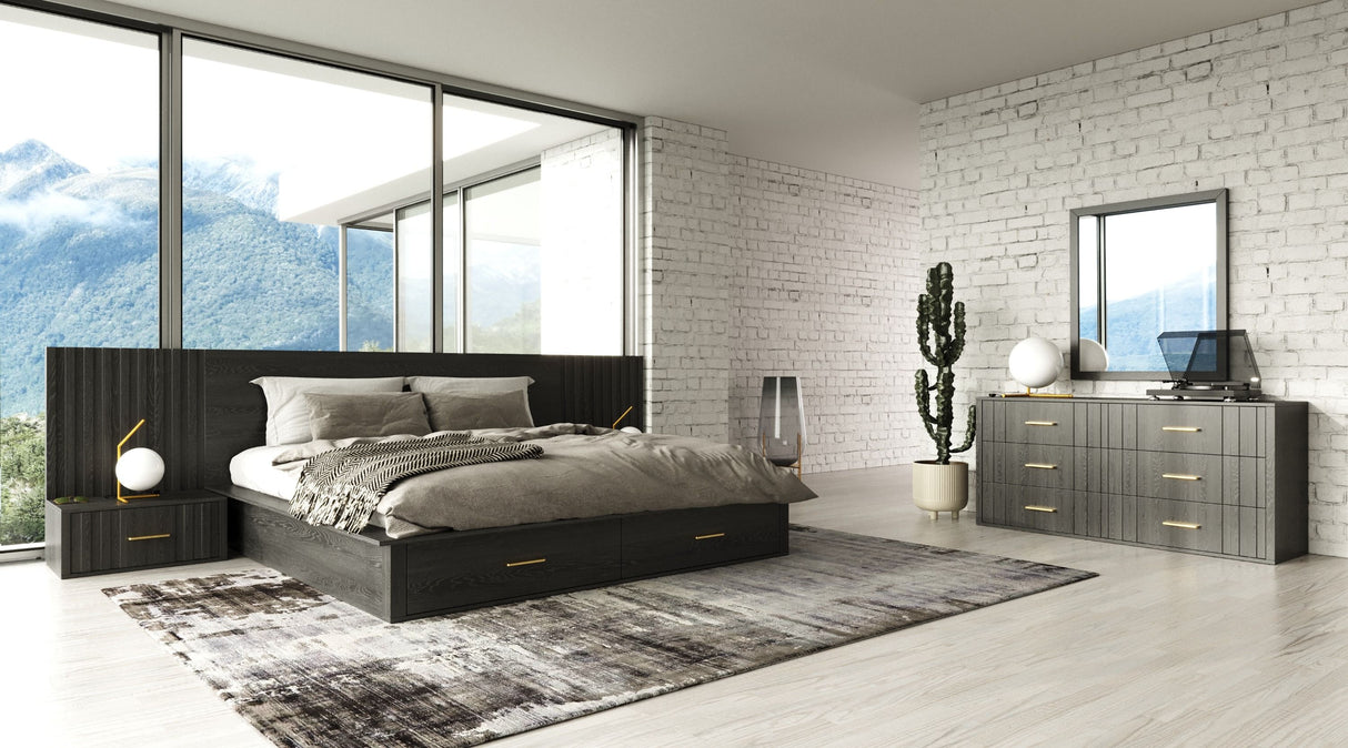 Manchester- Contemporary Dark Grey Q Bedroom Set