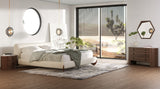 Fleury - Contemporary Cream Fabric and Walnut EK Bedroom Set