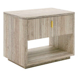 Nova Domus Roma - Modern Faux Travertine + Gold Nightstand