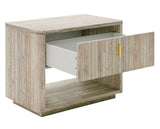Nova Domus Roma - Modern Faux Travertine + Gold Nightstand