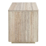 Nova Domus Roma - Modern Faux Travertine + Gold Nightstand