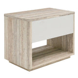 Nova Domus Roma - Modern Faux Travertine + Gold Nightstand