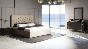 Moontide Glam Beige Velvet Bedroom Set with Brushed Brass – VIG Furniture - sold by Home Elegance USA