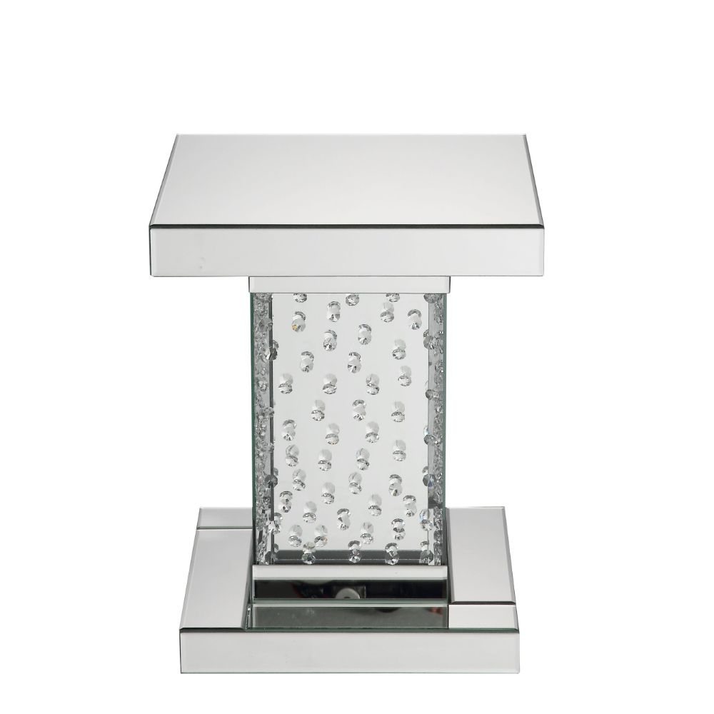 Acme - Nysa End Table 80284 Mirrored & Faux Crystals