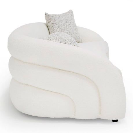Modrest - Joshua Modern 4-Seater Curved White and Taupe Fabric Sofa
