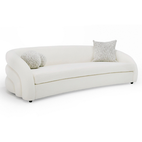 Modrest - Joshua Modern 4-Seater Curved White and Taupe Fabric Sofa