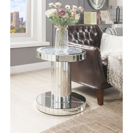 Acme - Noralie End Table 80302 Mirrored, Faux Diamonds