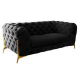 Divani Casa Quincey - Transitional Black Velvet Loveseat