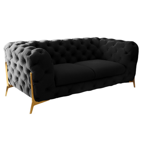 Divani Casa Quincey - Transitional Black Velvet Loveseat