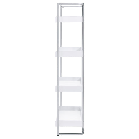 Bookcase - Ember 4-shelf Bookcase White High Gloss and Chrome