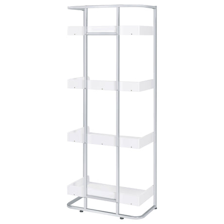 Bookcase - Ember 4-shelf Bookcase White High Gloss and Chrome