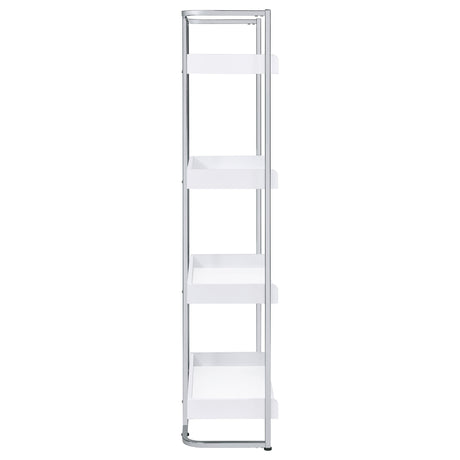 Bookcase - Ember 4-shelf Bookcase White High Gloss and Chrome