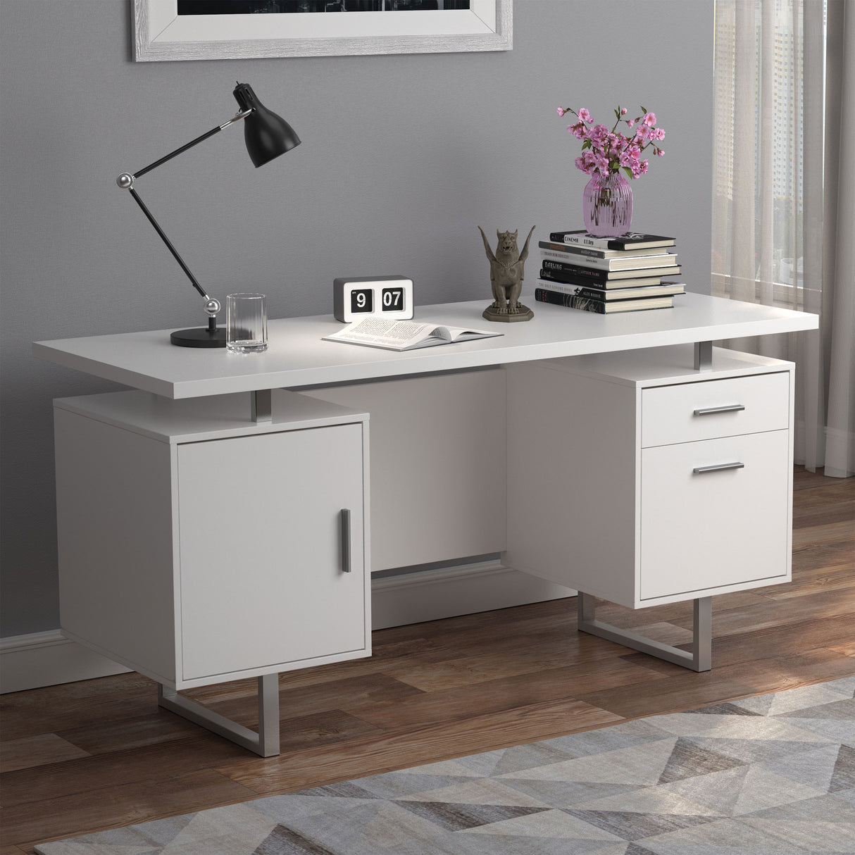 Computer Desk - Lawtey Floating Top Office Desk White Gloss