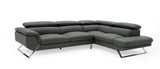 Divani Casa Seth - Modern Dark Grey Leather Right Facing Sectional Sofa - VGBNS - 9220 - DKGRY - RAF - Home Elegance USA - 1