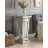 Acme - Nysa Pedestal Stand 80392 Mirrored & Faux Crystals