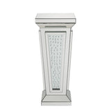 Acme - Nysa Pedestal Stand 80392 Mirrored & Faux Crystals