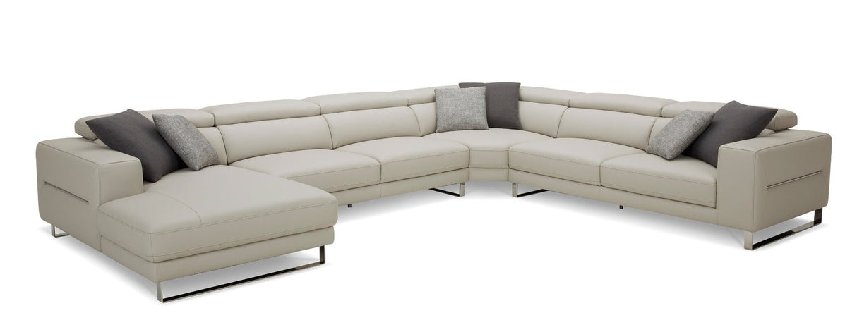 Divani Casa Hawkey - Contemporary Light Grey Leather LAF Chaise Sectional Sofa - VGKK - KF1066 - LG - LAF - Home Elegance USA - 1