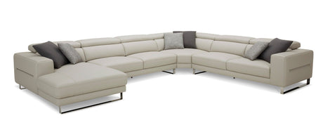 Divani Casa Hawkey - Contemporary Light Grey Leather LAF Chaise Sectional Sofa | Home Elegance USA