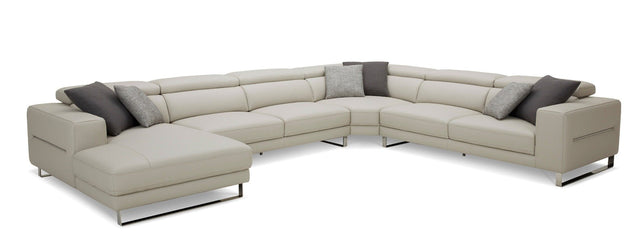 Divani Casa Hawkey - Contemporary Light Grey Leather LAF Chaise Sectional Sofa | Home Elegance USA