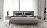 Aria - Italian Modern Multi Grey Q Bed and Two Nightstands - View Image 1