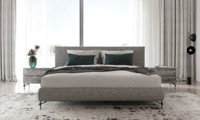 Aria - Italian Modern Multi Grey EK Bed and Two Nightstands - View Image 1