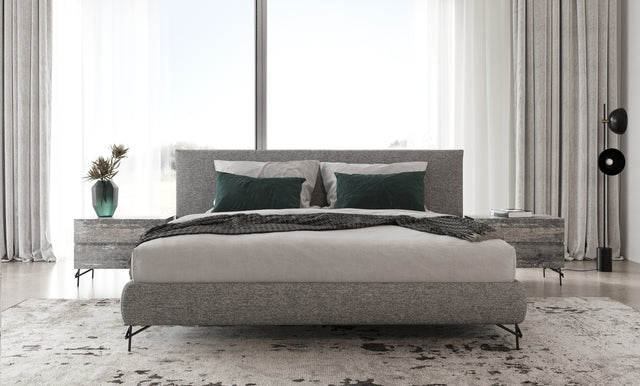 Aria - Italian Modern Multi Grey EK Bed and Two Nightstands - View Image 1