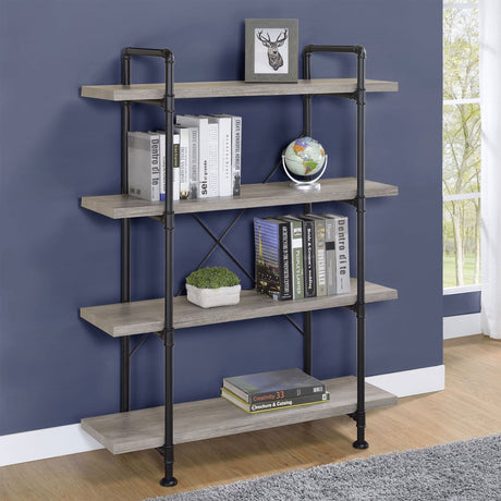 Delray 4 - tier Open Shelving Bookcase Grey Driftwood and Black | Coaster - 804406 - Home Elegance USA - 2