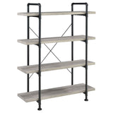 Delray 4 - tier Open Shelving Bookcase Grey Driftwood and Black | Coaster - 804406 - Home Elegance USA - 1