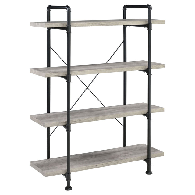 Delray 4 - tier Open Shelving Bookcase Grey Driftwood and Black | Coaster - 804406 - Home Elegance USA - 1