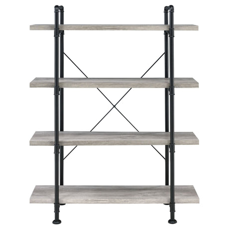 Delray 4 - tier Open Shelving Bookcase Grey Driftwood and Black | Coaster - 804406 - Home Elegance USA - 3