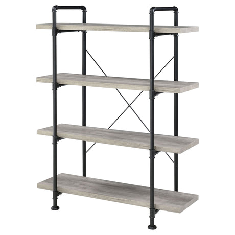 Delray 4 - tier Open Shelving Bookcase Grey Driftwood and Black | Coaster - 804406 - Home Elegance USA - 4