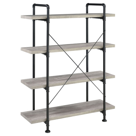 Delray 4 - tier Open Shelving Bookcase Grey Driftwood and Black | Coaster - 804406 - Home Elegance USA - 6