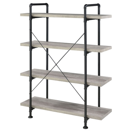 Delray 4 - tier Open Shelving Bookcase Grey Driftwood and Black | Coaster - 804406 - Home Elegance USA - 8