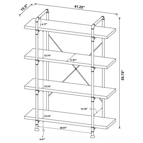 Delray 4 - tier Open Shelving Bookcase Grey Driftwood and Black | Coaster - 804406 - Home Elegance USA - 11