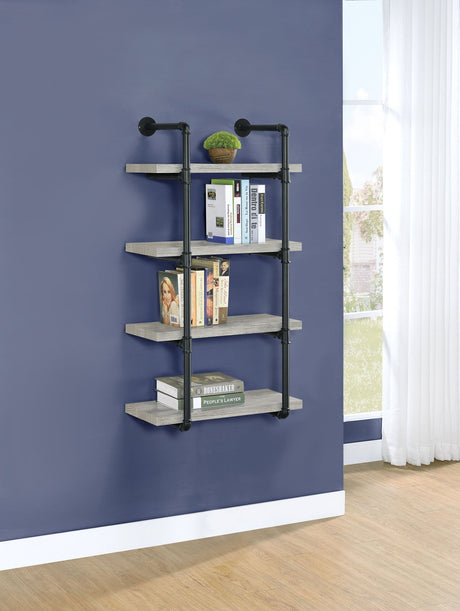 Elmcrest 24 - inch Wall Shelf Black and Grey Driftwood - 804416 - image - 2