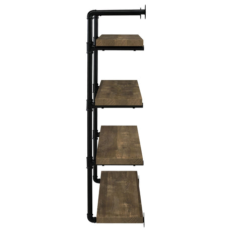 Elmcrest 40 - inch Wall Shelf Black and Rustic Oak - 804417 - image - 4