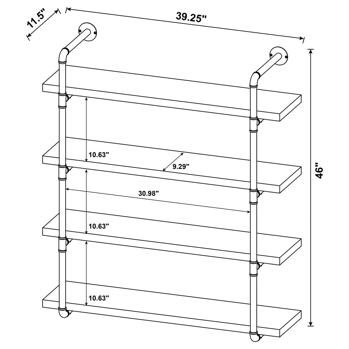 Elmcrest 40 - inch Wall Shelf Black and Rustic Oak - 804417 - image - 8