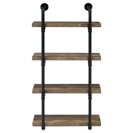 Elmcrest 24 - inch Wall Shelf Black and Rustic Oak - 804426 - image - 3