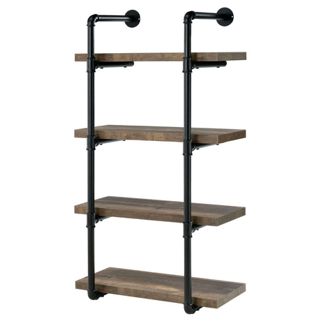 Elmcrest 24 - inch Wall Shelf Black and Rustic Oak - 804426 - image - 4