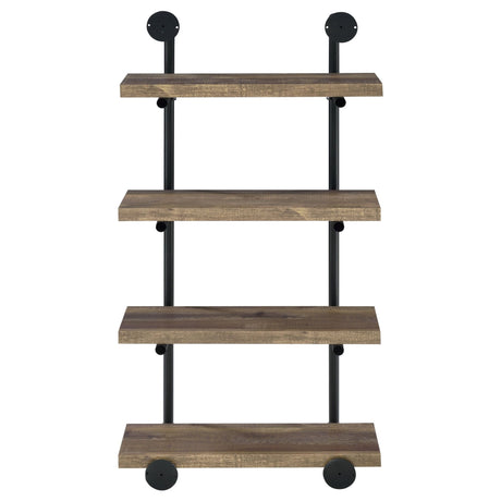 Elmcrest 24 - inch Wall Shelf Black and Rustic Oak - 804426 - image - 7