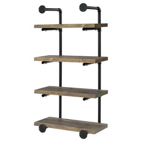 Elmcrest 24 - inch Wall Shelf Black and Rustic Oak - 804426 - image - 8