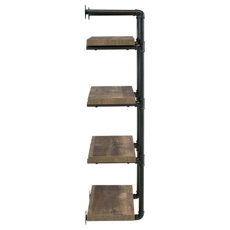 Elmcrest 24 - inch Wall Shelf Black and Rustic Oak - 804426 - image - 9