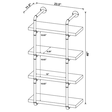 Elmcrest 24 - inch Wall Shelf Black and Rustic Oak - 804426 - image - 11