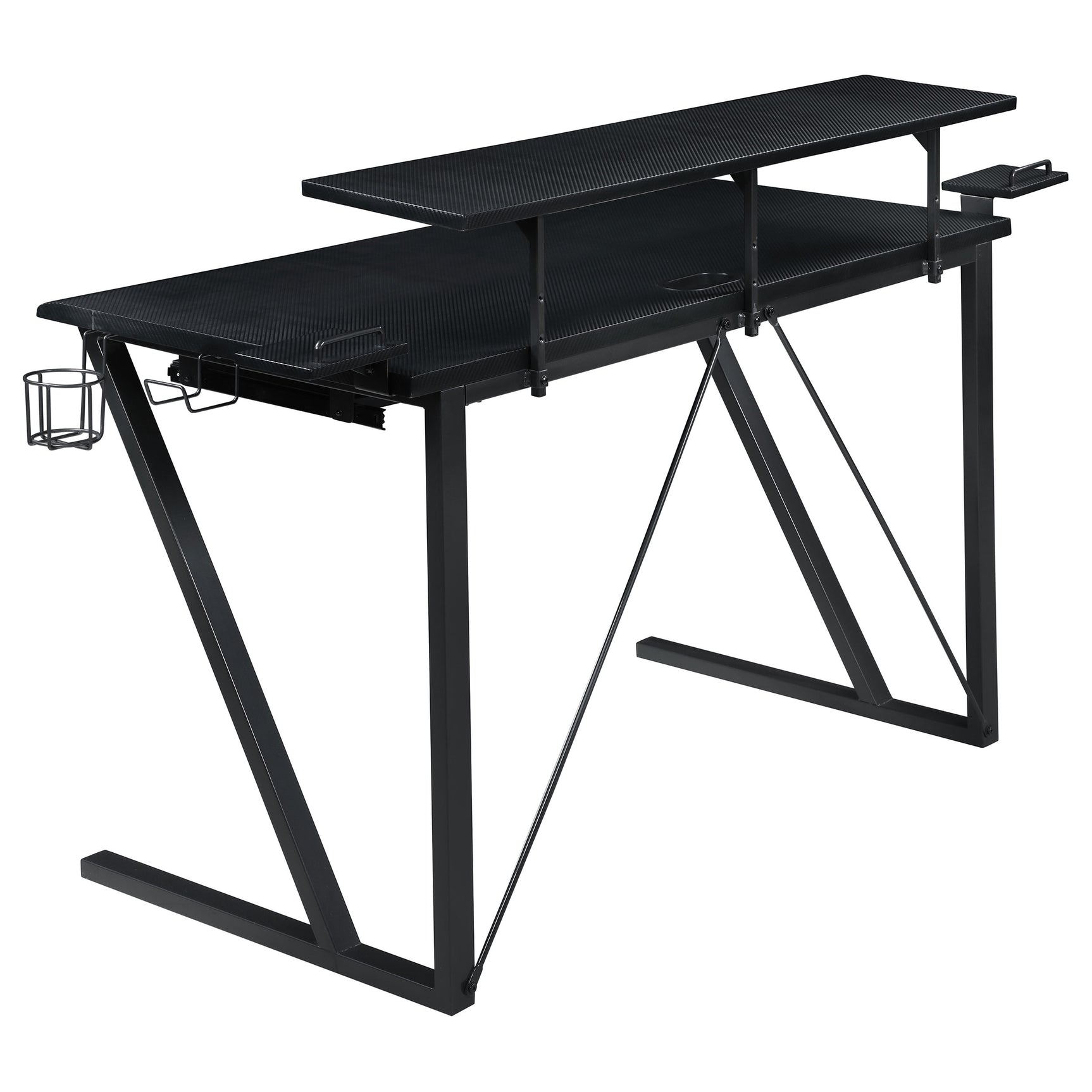 Gaming Desk - Wedalia Gaming Desk with Cup Holder Gunmetal