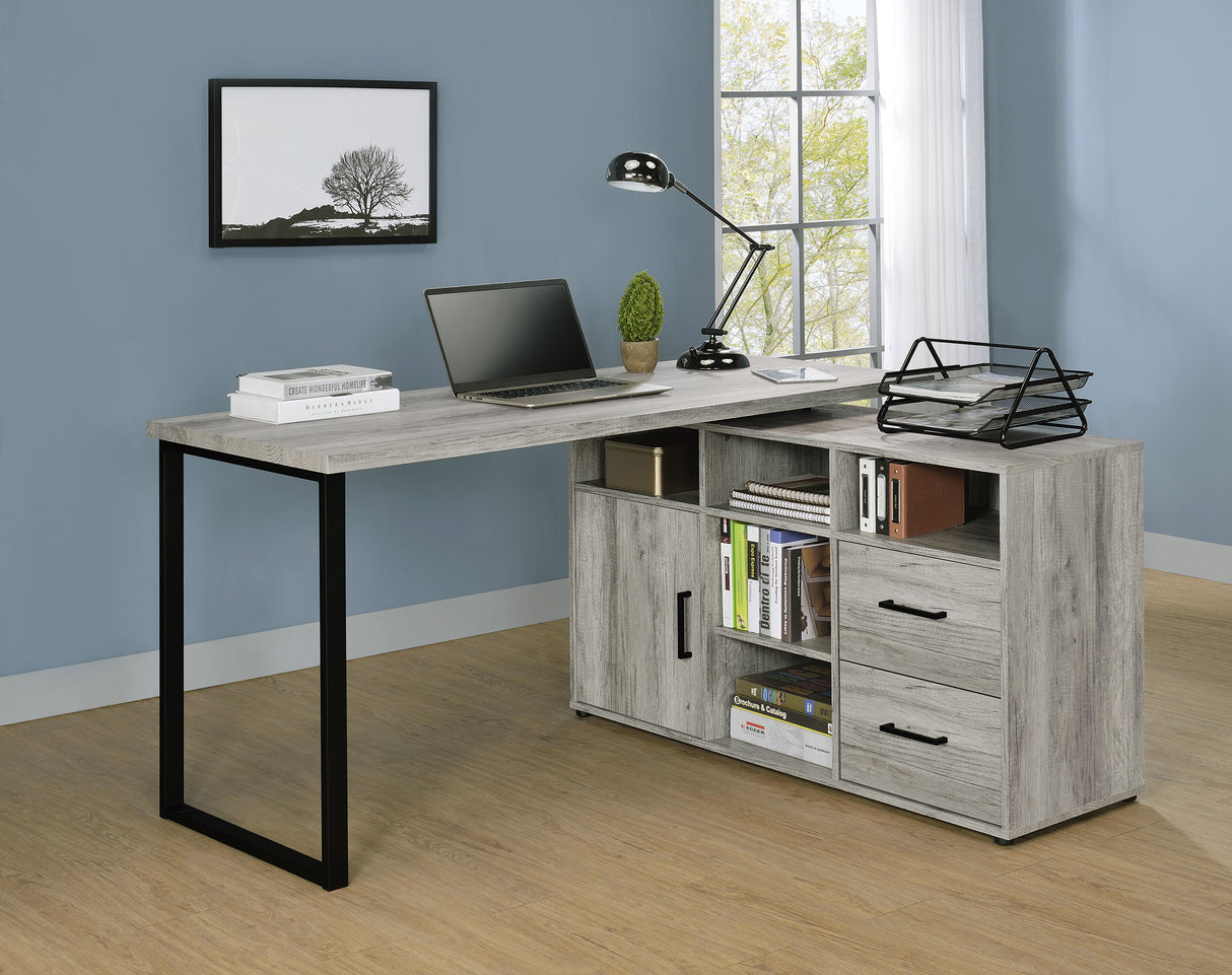 L-Shape Desk - Hertford L-shape Office Desk with Storage Grey Driftwood