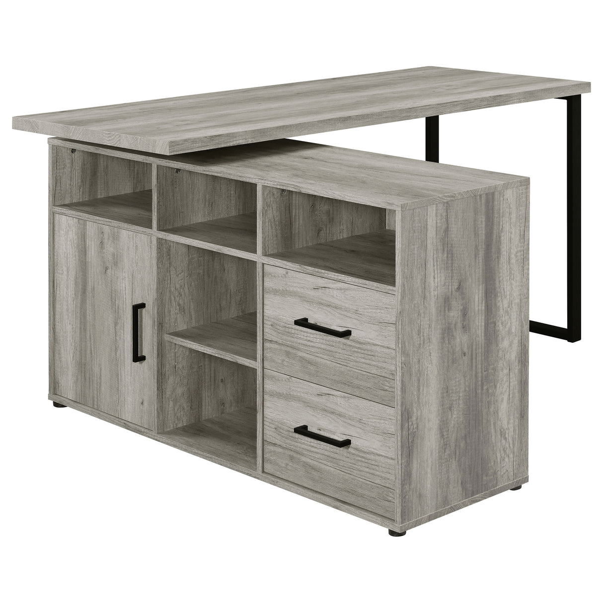 L-Shape Desk - Hertford L-shape Office Desk with Storage Grey Driftwood